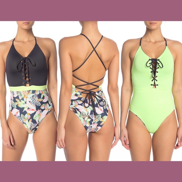 NWT $154 Maaji Lime Light One-piece Swimsuit in Black Forest [SZ Medium‎ ] - Picture 1 of 12